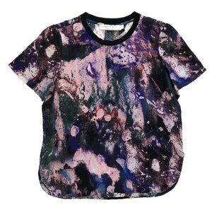 Hunter Bell Tie Dye Top Shirt Womens Medium Black Purple Short Sleeve Crew Neck